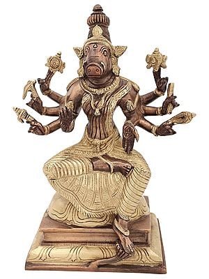 10" Eight Armed Goddess Varahi In Brass | Handmade | Made In India