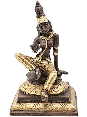 5" Seated Goddess Uma (Parvati) in Brass | Handmade | Made in India
