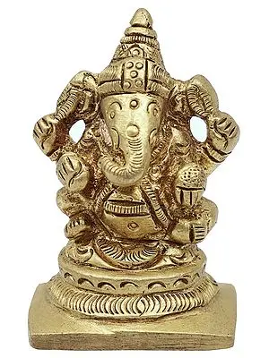 2" Small Good Luck Ganesha Statue in Brass | Handmade | Made in India