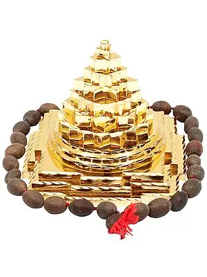 2" Shri Yantra with Beads Japa Mala (Meru) In Brass | Handmade | Made In India