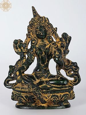 4" Goddess Green Tara Statue in Brass | Handmade | Made in India