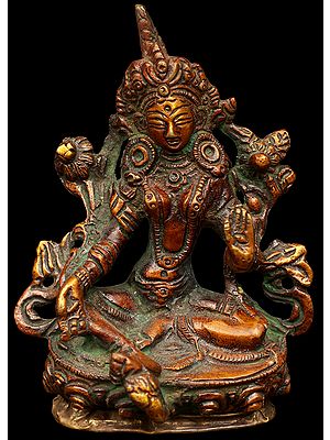4" Goddess Green Tara In Brass | Handmade | Made In India