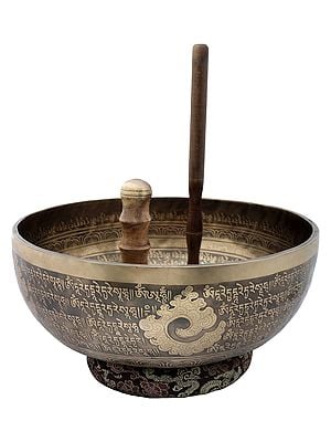 5" Tibetan Buddhist Singing Bowl with the Image of Green Tara In Brass | Handmade | Made In India