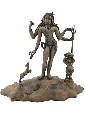 8.5" Bhikshatana Shiva With One Of The Bhoota-Gana | Handmade | Madhuchista Vidhana (Lost-Wax) | Panchaloha Bronze