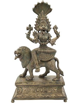 15" The Twin Beauty And Ferocity Of Devi Pratyangira (Atharvana Bhadrakali) | Panchaloha Bronze
