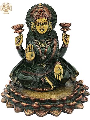 7" Lakshmi Ji- The Goddess Who Gives Wealth and Prosperity In Brass | Handmade | Made In India