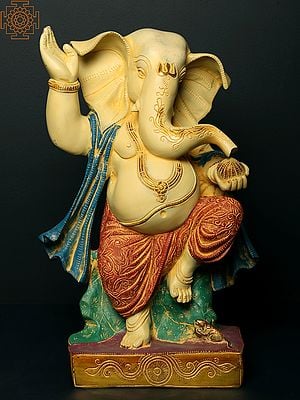 14" Brass Dancing Ganesha
