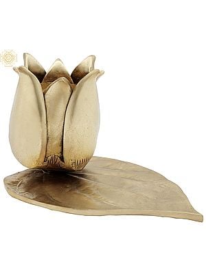 Designer Lotus Flower Candle Stand in Brass | Candle Holder Stand