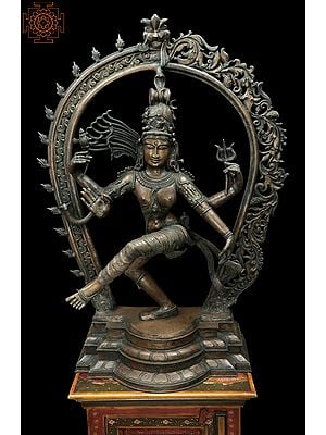 38.5" Dancing Ardhanarishvara, The Confluence Of Tandava And Lasya | Handmade | Madhuchista Vidhana (Lost-Wax) | Panchaloha Bronze