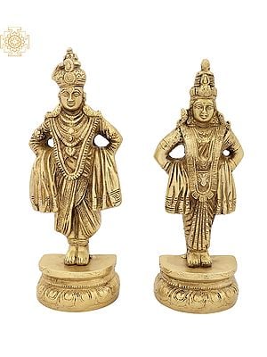 8" Lord Vitthal and Goddess Rukmini in Brass | Handmade | Made In India