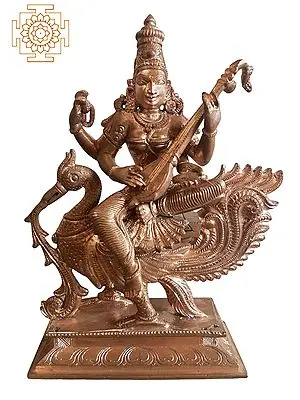 30" Devi Saraswati| Handmade | Madhuchista Vidhana (Lost-Wax) | Panchaloha Bronze from Swamimalai