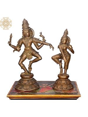 21" Dancing Shiva Parvati | Handmade | Madhuchista Vidhana (Lost-Wax) | Panchaloha Bronze from Swamimalai