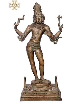23" Standing Shiva Bronze Statue | Handmade | Madhuchista Vidhana (Lost-Wax) | Panchaloha Bronze from Swamimalai
