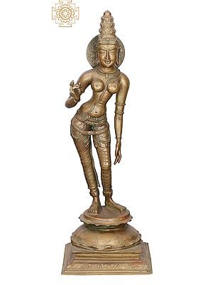 18" Sivagami (Goddess Uma) | Handmade | Madhuchista Vidhana (Lost-Wax) | Panchaloha Bronze from Swamimalai