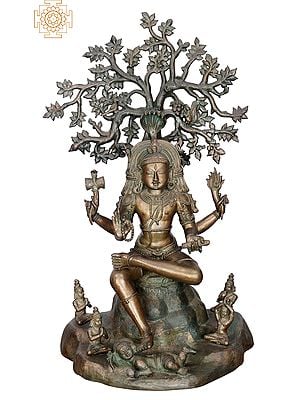 25" Lord Dakshinamurty | Handmade | Madhuchista Vidhana (Lost-Wax) | Panchaloha Bronze from Swamimalai