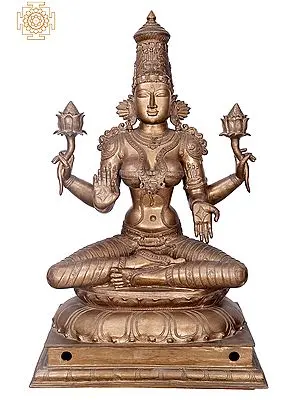 35" Sitting Maha Lakshmi | Handmade | Madhuchista Vidhana (Lost-Wax) | Panchaloha Bronze from Swamimalai