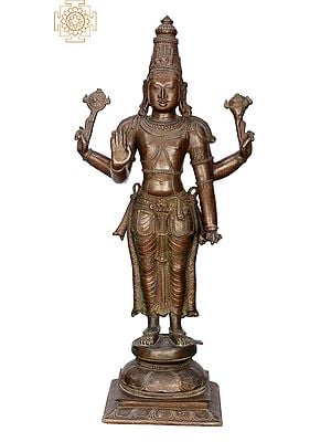 25" Vishnu | Handmade | Madhuchista Vidhana (Lost-Wax) | Panchaloha Bronze from Swamimalai