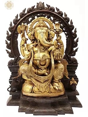 Sitting Lord Ganesha Ji With Temple Arch