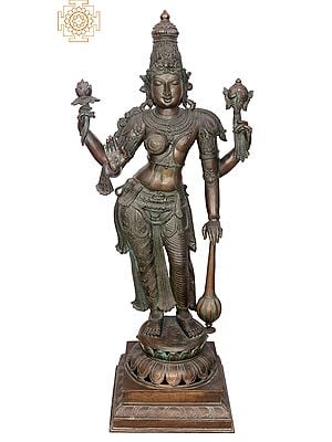 48" Half Vishnu & Half Lakshmi (Lakshmi Narayana) | Handmade | Madhuchista Vidhana (Lost-Wax) | Panchaloha Bronze from Swamimalai