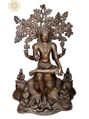 43" Large Dakshinamurthy Shiva | Handmade | Madhuchista Vidhana (Lost-Wax) | Panchaloha Bronze from Swamimalai