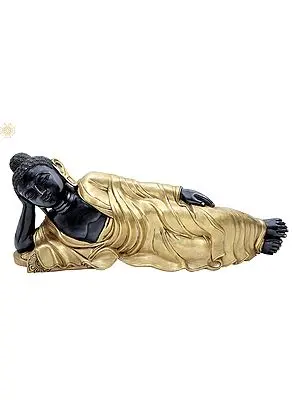 29" Bitone Mahaparinirvana Buddha In Brass | Handmade | Made In India