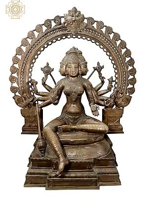 40" Large Goddess Gayatri Devi | Handmade | Madhuchista Vidhana (Lost-Wax) | Panchaloha Bronze from Swamimalai
