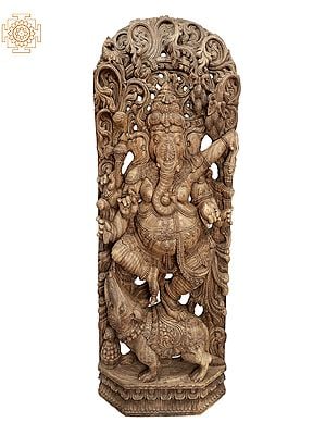 Large Wooden Dancing ganesha deity with Special Jali Work
