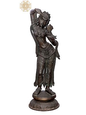 26" Mirror Lady | Handmade | Madhuchista Vidhana (Lost-Wax) | Panchaloha Bronze from Swamimalai
