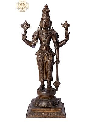 15" Bhagawan Vishnu| Handmade | Madhuchista Vidhana (Lost-Wax) | Panchaloha Bronze from Swamimalai