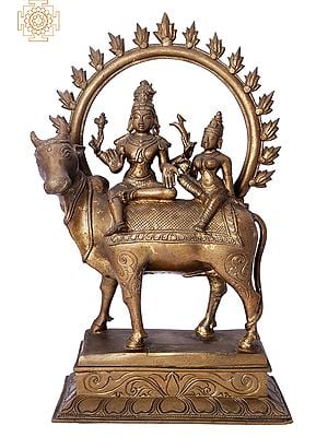 15" Pradosha Moorthy (Shiva Parvati ) | Handmade | Madhuchista Vidhana (Lost-Wax) | Panchaloha Bronze from Swamimalai