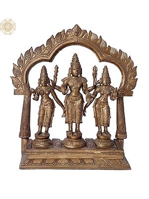 12" Karttikeya with Devasena and Valli (Murugan) Bronze Set | Madhuchista Vidhana (Lost-Wax) | Panchaloha Bronze from Swamimalai