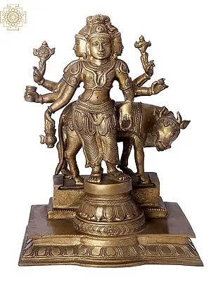 13" Lord Dattatreya | Handmade | Madhuchista Vidhana (Lost-Wax) | Panchaloha Bronze from Swamimalai