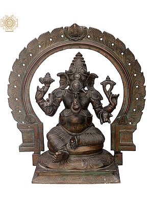 18" Sitting Bhagawan Ganesha Panchaloha Bronze Statue from Swamimalai