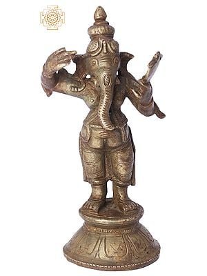 5" Small Standing Bhagawan Ganesha | Handmade | Madhuchista Vidhana (Lost-Wax) | Panchaloha Bronze from Swamimalai