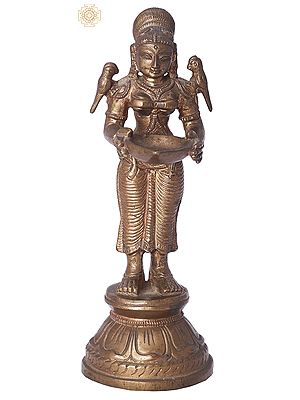 6" Paavai Vilakku (Deep Lakshmi) | Handmade | Madhuchista Vidhana (Lost-Wax) | Panchaloha Bronze from Swamimalai