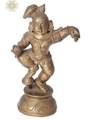 6" Butter Krishna (Laddoo Gopala) | Handmade | Madhuchista Vidhana (Lost-Wax) | Panchaloha Bronze from Swamimalai