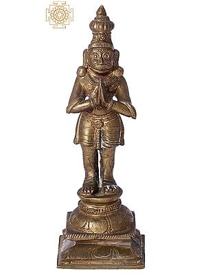 6" Shri Hanuman in Namaskara Mudra | Handmade | Madhuchista Vidhana (Lost-Wax) | Panchaloha Bronze from Swamimalai