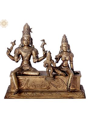 8" Somaskanda Bronze Statue | Madhuchista Vidhana (Lost-Wax) | Panchaloha Bronze from Swamimalai