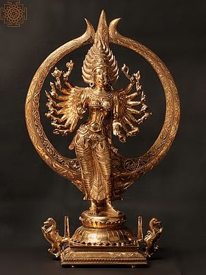 21" Soolam kaali | Handmade | Madhuchista Vidhana (Lost-Wax) | Panchaloha Bronze from Swamimalai