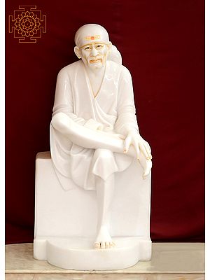 39" Large Sai Baba Statue | Handmade | Shirdi Sai Baba | Pure White Marble Sai Baba Statue | Sai Baba of Shirdi | Sri DattaGuru