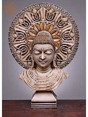 21" Buddha Bust | Handmade | Buddha Head | White Marble Buddha Head Sculpture | Gautama Buddha
