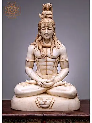 27" Lord Shiva in Meditation | Handmade | White Marble Shiva | Mahadeva | Rudra | Shankara | Adiyogi