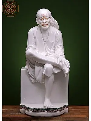 36" Large Shirdi Sai Baba | Handmade | White Marble Shirdi Sai Baba |