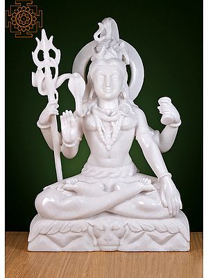 30" Lord Shiva Statue | Handmade | White Marble Shiva Statue | Shiva | Shankara | Rudra | Mahadeva