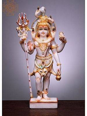 15" Standing Shiva | Handmade | Marble Lord Shiva | God of Divine Energy Mahadeva Trident Shiva Lord of Devas