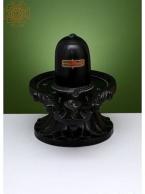 12" Shiva Linga | Handmade | Black Marble Shiva Linga | Lingam | Pooja Shivling