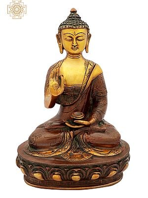 12" Gautam Buddha Preaching His Dharma | Brass Statue | Handmade | Made In India