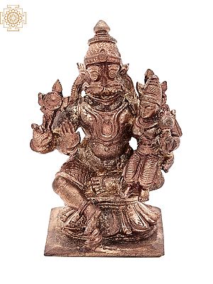 3" Small Bhagawan Narasimha with Lakshmi Ji | Handmade | Madhuchista Vidhana (Lost-Wax) | Panchaloha Bronze from Swamimalai