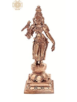 5.5" Small Devi Meenakshi | Handmade | Madhuchista Vidhana (Lost-Wax) | Panchaloha Bronze from Swamimalai