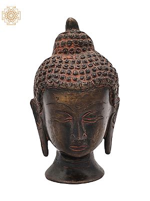 4" Tibetan Buddhist Lord Buddha Head in Brass | Handmade | Made In India